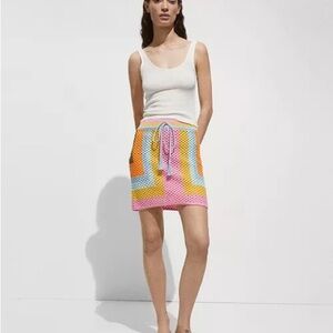 Mango Multicolor Crochet Skirt